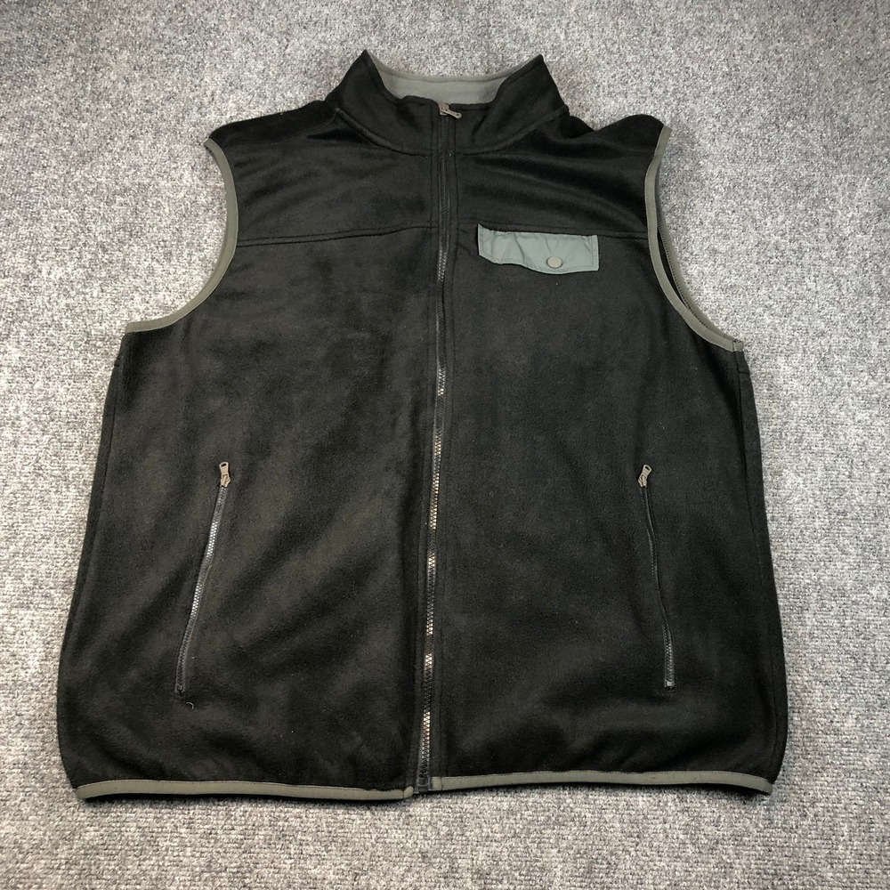Ocean‎ Coast Black Fleece Vest XL Full Zip Pockets Gorpcore Outdoor Casual